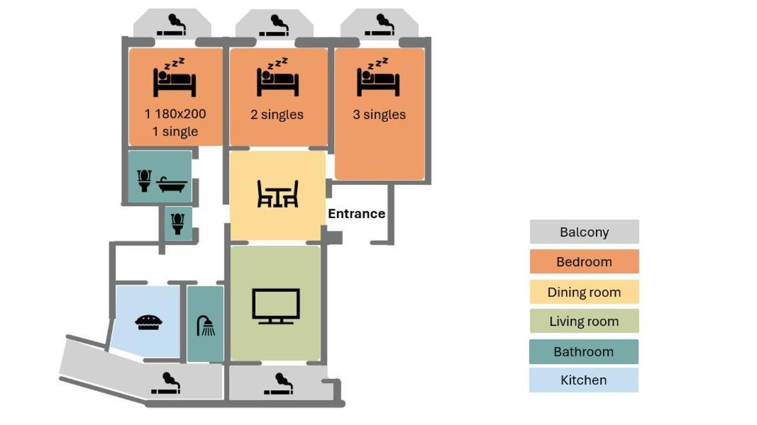 Spacious 3br, 2bt With 5 Balconies 公寓 *
